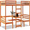 vidaXL Giroletto Soppalco con Scrivania e Sedie Bianco 80x200cm Pino vidaXL