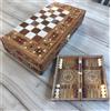 Senza marchio Set scacchi backgammon gioco in legno massello intarsiato fatto a mano con...