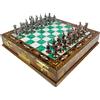 Senza marchio Set di scacchi fatti a mano con contenitore - tema Impero Romano e tavola...