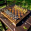 Senza marchio Set scacchi di lusso scacchiera vintage pezzi in ottone pesato 100% fatti a m...