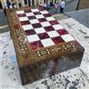 Senza marchio Set scacchi backgammon fatti a mano in legno massello intarsiato gioco da...
