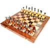 SK 14″ X 14″ da Collezione Legno Pieghevole Scacchi Gioco Tavola Set Ottone