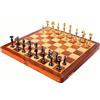 SK Pieghevole Legno Fatto Antico Set di Scacchi Scheda Con Ottone Pezzi 35.6cm x