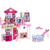 Barbie - Set Completo casa e Piscina, Set Regalo Inclusi 3 Bambole e 3 Set di mo