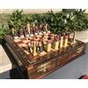 Senza marchio Set scacchi con contenitore 100% dipinto a mano egiziano vs romano 15,3" 🎁 I...