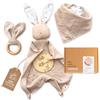 Set Neonato, Accessori Utili in Cotone Naturale Bio Mussola Con Doudou Neonato,