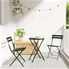 vidaXL Set Bistro Pieghevole con lo scaffale 3 pz Acciaio di Mobili Esterno in vidaXL
