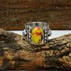 Handmade Splendido Mosaico Diaspro Gemma 925 Argento Sterling Handmade Fedina All Misura