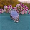Sottile Blu Pizzo Agata Gemma 925 Argento Sterling Mano Anello Tutti Misura H-22