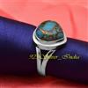 Blu Rame Gemma Pietra Turchese 925 Argento Sterling Handmade Anello Tutte