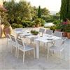 Milani Home DEXTER - set tavolo in alluminio cm 160/240 x 90 x 75 h con 8 sedie Aulus