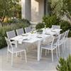 MIlani Home DEXTER - set tavolo in alluminio cm 200/300 x 100 x 74 h con 8 sedie Aulus