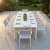 MIlani Home DEXTER - set tavolo in alluminio cm 200/300 x 100 x 74 h con 10 sedie Aulus
