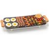 WOOX 1380W Piastra Elettrica - Ampia Superficie 51x30 cm, Antiaderente, per Pasti in Famiglia, Pancake e Carne, Riscaldamento Rapido, Senza PFAS, Manici in Rovere, Facile da Pulire