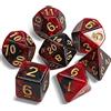 QMAY DND Set di 7 dadi poliedrici per Donjons e Dragons MTG RPG D&D D20, D12, D10, D%, D8, D6, D4 (Nero con Rosso)