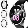 iVoler 3 Pezzi Cover con Vetro Temperato per Samsung Galaxy Watch 5 44mm / Watch 4 44mm, Copertura Completa Custodia Rigida PC, HD Clear Pellicola Protettiva Anti-Graffio Case, 2 Trasparente + 1 Nero