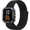 GIOPUEY 22mm Nylon Cinturini Compatibile con Blackview W60/W70 Pro/W80 PRO, Traspirante Sport Loop Cinturino in Morbido Nylon Intrecciato, Donne Uomo - Black