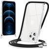 Coiwxmoi Cover con Cordino per iPhone 12 Pro Max 6,7, Trasparente Custodia con Laccio Tracolla Cellulare Girocollo Collana Morbido Silicone TPU Antiurto AntiGraffio Protettiva Case, Nero