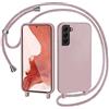 AOMYKE Cover per Samsung Galaxy S22 con Cordino, Custodia con Laccio Collana Tracolla Collo Liquido Silicone Antiurto TPU Antiurto AntiGraffio Case - Rosa