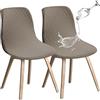 JUNZHE Coprisedie con Schienale 2 Pezzi,Elastico Lavabile Estraibile,Facile da Pulire Misura Universale Chair Cover per Sala da Pranzo, Feste, Hotel, Arredamento, Ristorante(Tortora)