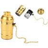VIFER Portalampada E27 Vintage Portalampada con Catenella in Alluminio con Supporto per Illuminazione Base a Vite (Oro)
