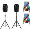 Impianto Audio Acustico Con Coppia Altoparlanti Casse Attive Amplificate 400W Co