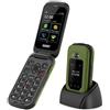 SAIET LINK 4 PRO Telefono Flip Verde Nero IP68 Impermeabile con Doppio Display