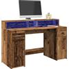 vidaXL Scrivania con cassetto Rovere nero Legno ingegnerizzato LED piedi vidaXL