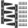 JinRuiCPeng 6 PCS Cerniere a T Resistenti con Vite di Montaggio,100 mm, Cerniere Pesanti per Porte e Cancelli, Cardini Pieghevoli con 36 Viti per Porte da Giardino, Capanni, Finestre e Recinzioni (Nero)