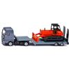 Siku 1762, Autocarro MAN con rimorchio ribassato e livellatrice, 1:87, Metallo/Plastica, Rosso/Grigio, Set giocattolo, Rimorchio ribassato sganciabile, Lama spazzaneve mobile