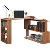HOMCOM Scrivania Computer PC Angolare Design a L Girevole con 5 Ripiani Ufficio, Tavolo da Pranzo in Legno 120x110x74.5cm|Aosom