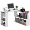 HOMCOM Scrivania Angolare con Parte Estraibile e 5 Ripiani, Girevole 360° Forma a L Bianca, 120x110x74.5cm|Aosom