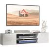 HOMCOM Mobile banc TV sospeso stile contemporaneo 2 armadietti 2 nicchie centrali e 2 passacavi 140 x 30 x 30 cm bianco