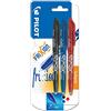 Pilot Frixion - Penna a sfera cancellabile, punta da 0,7 mm, confezione da 3, colore: Nero/Rosso/Blu
