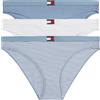 Tommy Hilfiger Donna Slip Taglio Bikini Confezione da 3 in Cotone Elasticizzato, Multicolore (Mini Stripe/Ivory/Brisk Blue), XL