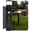 SSC-LUXon PALISO Design Colonna Luminosa da Giardino con 2x Prese per Esterni - Lampada da Esterno a Palo Nero IP44 Altezza 46 cm
