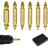 Zueyen Set di 6 estrattori per viti professionali, HSS 4341 oro, estrattore sinistro per viti danneggiate, estrattore, cacciavite sinistro per rimuovere bulloni difettosi