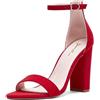 Zhabtuc GENSHUO Sandali da Donna con Tacco Alto Grosso da 10 cm e Cinturino alla Caviglia, Scarpe Eleganti per Feste, Matrimoni e Cerimonie Nuziali, rosso scamosciato, 41 EU