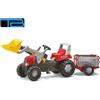 Rolly Toys Trattore a Pedali Rolly Toys Junior RT con Rimorchio o Ruspa + Carrello 3-8 Anni