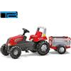 Rolly Toys Trattore a Pedali Rolly Toys Junior RT con Rimorchio o Ruspa + Carrello 3-8 Anni