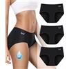 Benirap Mutande Mestruali Donna 60ML, Mutanda Mestruale ad Alta Assorbenza, Slip Mestruali Donna Traspirante (3 Pezzi) Nero XL