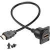 QIANRENON Adattatore HDMI 2.0 per pannello di montaggio HD, cavo corto, 4 K a 60 Hz, HDMI 2.0 maschio a femmina, montaggio fisso HDTV, cavo di prolunga XLR/D, 30 cm