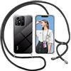 ISOI Cover con Cordino per Xiaomi Redmi Note 12S 4G 2023, Custodia Trasparente con Collana Tracolla Laccio Collo Ultra Sottile Morbido TPU Silicone Antiurto AntiGraffio Case, Nero