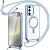 Oelrstfe Cover Magnetica Trasparente con Cordino per Samsung Galaxy S25 Plus con Magnetico,Custodia Sottile con Laccio Collana Tracolla Regolabile Antiurto Case con Collana per S25 Plus-Azzurro/Blu