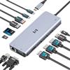 Selore&S-Global DockingStation USB C 4 monitor 13 in 1 Laptop Docking Station Quadruplo Monitor Dual HDMI DisplayPort VGA, 10Gbps USB A&C 3.1, 100W PD, Ethernet SD/TF, USB C Hub Multiport Adattatore per MacBook Dell