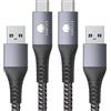 CONMDEX - Cavo USB C UP 10 Gbps, confezione da 2, USB-C 3.1 Gen 2 USB-A Android cavo automatico, ricarica rapida 3 A, cavo di trasferimento dati per Samsung Galaxy S22/S21 Note 20, 1M/3.3FT