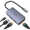 SUTOUG Hub USB C, Docking Station SUTOUG, adattatore USBC 4 in 1 con doppie porte HDMI 4K, porta di alimentazione da 100 W, porta dati USBA 3.0 5 Gbps compatibile con MacBook Pro/Air, più dispositivi TypeC