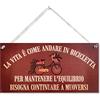 CARISPIBET La vita è come una bicicletta cartelli decorativi appesi ornamenti da parete 15 x 30 cm