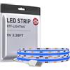 BTF-LIGHTING USB FCOB COB Blu Striscia LED 1M 320LEDs Alta Densità 5V Flessibile Nastro LED Ultra Luminosa CRI90+ per Retroilluminazione TV Soggiorno, Cucina, Cabinet, PC Gaming (Senza Dimmer)