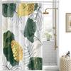 Uiiooazy Tenda Doccia Antimuffa, Tenda da Doccia 150x180cm Verde Boho Tropicale Astratta Foglie di Palma Nero Oro Tende da Bagno Tessuto Lavabile Impermeabile Tende per Vasca da Bagno con 10 Anelli